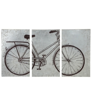 24 Silver Galvanized Metal and Black Vintage Bicycle 3-Panel Wall Art - All