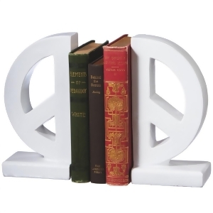 Set of 2 White Peace and Love Sign Motif Decorative Bookends 8.5 - All