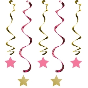 Club Pack of 30 Pink and Gold One Little Star Girl Dizzy Danglers 10.2 - All