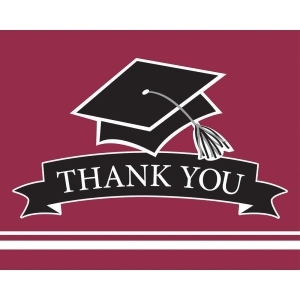 Club Pack of 75 Burgundy and Black School Spirit Thank You Note 9.2 - All