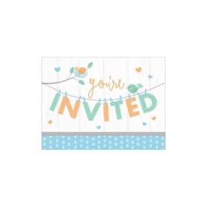 Pack of 48 White and Blue Hello Baby Invitation Place Cards 8.5 - All