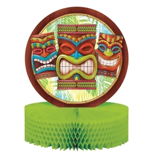 Club Pack of 12 Brown and Green Tiki Time Themed Honeycomb Centerpiece 13.5 - All