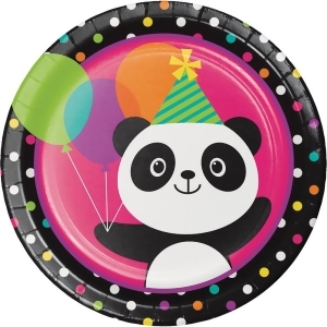 Club Pack of 96 Multicolor Panda-Monium Themed Dinner Plates 8.8 - All