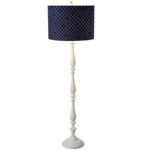 65.25 Dark Blue and Ivory Anchor Pattern Floor Lamp with 3 Way Switch - All