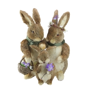 16.75 Bunny Parents and Son with Flower Necklace and Scarf Figures - All