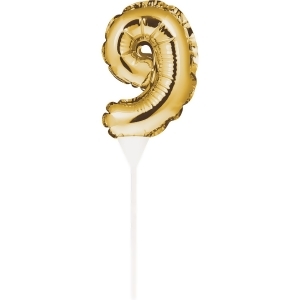 Club Pack of 12 Shiny Number Gold Foil Balloon Cake Topper Picks - All