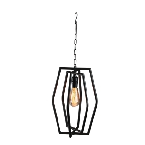 28 Black Geometrical Iron Caged Electric Pendant Hanging Lamp with Edison Style Bulb - All