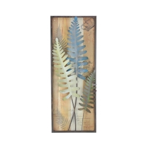 29.25 Blue and Gray Distressed Framed Metal Fern Picture - All