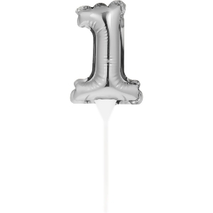 Club Pack of 12 Shiny Number Silver Foil Balloon Cake Topper Picks - All