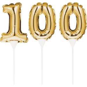 Club Pack of 36 Shiny Number Gold Foil Balloon Cake Topper Picks - All
