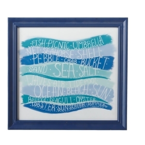 Set of 2 Aqua and Turquoise Framed Seaside Text Wall Decor with Glass 14.75 - All