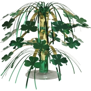 Club Pack of 12 Metallic Green Shamrocks Decorative Cascade Party Centerpieces 7.5 - All