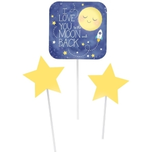 Club Pack of 18 Blue and Yellow Moon and Back Decorative Foil Centerpiece Sticks 17.1 - All