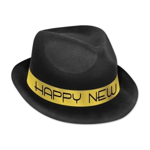 Club Pack of 25 Black and Gold Happy New Year Party Hi-Hats - All