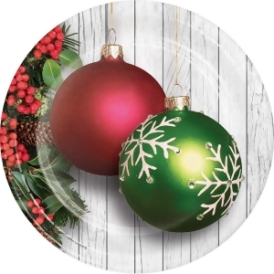 Club Pack of 96 White Green and Red Christmas Tree Ornaments Printed Dinner Plates 8.87 - All