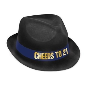 Club Pack of 25 Black and Blue Cheers to 21 Party Hi-Hats - All