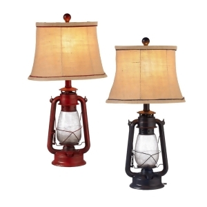 Set of 2 Cherry Red and Black Assorted Vintage Lantern Accent Lamps 24 - All