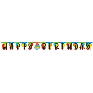 Club Pack of 12 Vibrant Colored Hoppin Happy Birthday Decorative Jointed Banners 10.5 - All