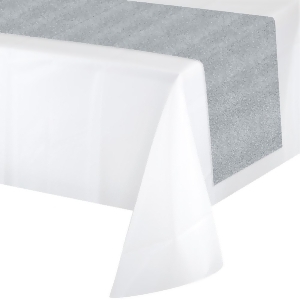 Pack of 6 Silver Glittering Disposable Party Banquet Table Runners 84 - All