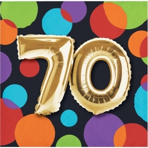 Club Pack of 192 Vibrant Colored Dots with Metallic Gold Birthday Balloon Beverage Napkins 5 - All