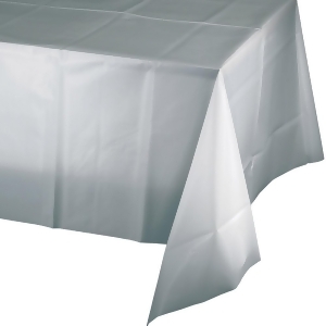 Club pack of 12 solid shimmering silver rectangular plastic table cover 16 - All