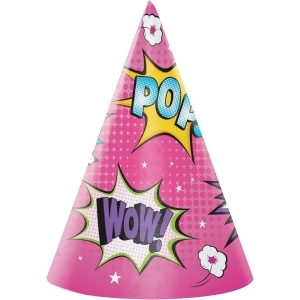 Club Pack of 48 Vibrantly Colored Girl Superhero Decorative Pop Art Child Party Hats 7 - All