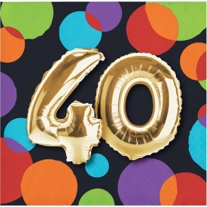 Club Pack of 192 Vibrant Colored Dots with Metallic Gold Birthday Balloon Beverage Napkins 5 - All