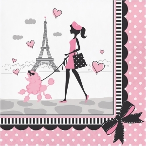 Club Pack of 216 Black and Pink Party In Paris Luncheon Napkins 6.5 - All