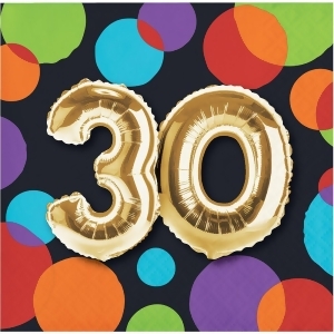 Club Pack of 192 Vibrant Colored Dots with Metallic Gold Birthday Balloon Beverage Napkins 5 - All