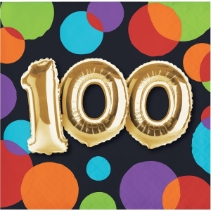 Club Pack of 192 Vibrant Colored Dots with Metallic Gold Birthday Balloon Beverage Napkins 5 - All