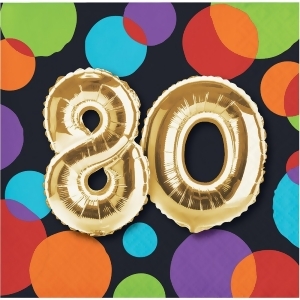 Club Pack of 192 Vibrant Colored Dots with Metallic Gold Birthday Balloon Beverage Napkins 5 - All