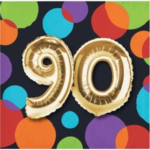 Club Pack of 192 Vibrant Colored Dots with Metallic Gold Birthday Balloon Beverage Napkins 5 - All