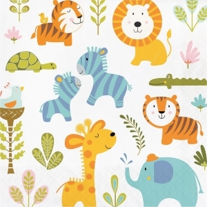 Club Pack of 192 Subtly Colored Happi Jungle Themed Disposable Luncheon Party Napkins 6.5 - All