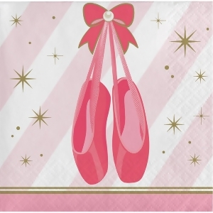 Club Pack of 192 Pink and Gold Twinkle Toes Beverage Paper Napkin 5 - All