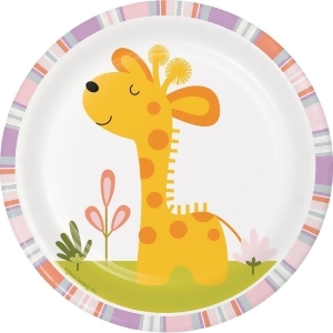 Club Pack of 96 Vibrantly Colored Happi Jungle Giraffe Luncheon Plates 8.8 - All