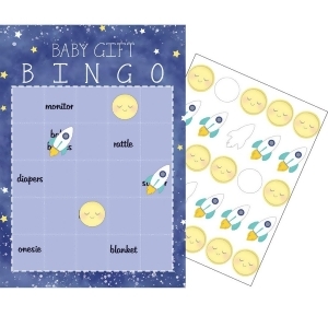Club Pack of 60 Blue and White Checkered Baby Gift Bingo Game 10 - All