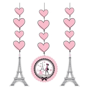 Pack of 18 Black and pink Party in Paris Hanging Cutouts Decorations 8.25 - All