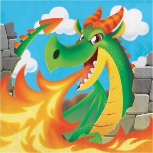 Club Pack of 192 Green and Orange Dragon Luncheon Paper Napkin 6.5 - All