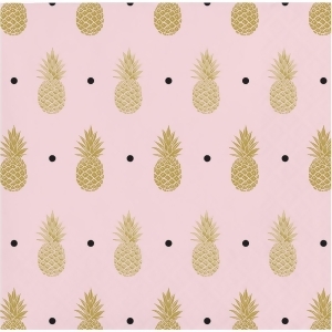 Club Pack of 192 Pink and Yellow 3-Ply Pineapple Disposable Square Beverage Napkins 5 - All