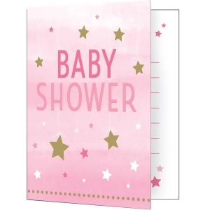 Club Pack of 48 Pink and White Baby Shower Premium Invitation Foldovers 7.5 - All