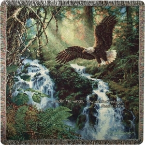 Eagle Flight Bible Verse Tapestry Throw Blanket with Fringe Border 50 x 60 - All