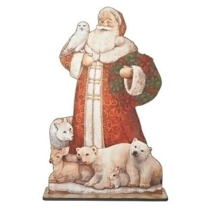 42.75 Standing Santa with Forest Animals Floor Plaque Christmas Figure - All