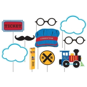 Pack of 60 Blue and Black All Aboard Assorted Photo Booth Prop 15.5 - All