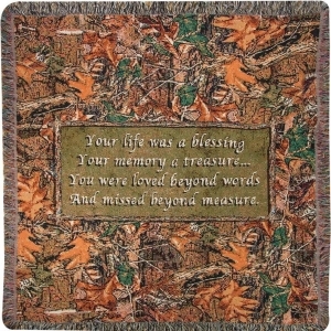 Green and Brown Nature Blessings Tapestry Throw Blanket with Fringe Border 50 x 60 - All