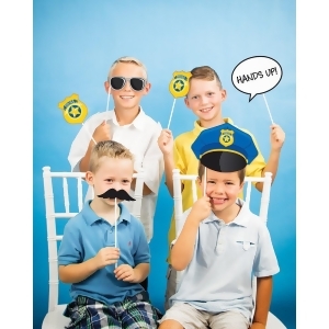 Club Pack of 60 Blue and Yellow Police Party Themed Photo Booth Prop 15.5 - All