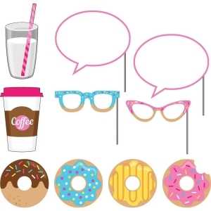 Pack of 60 brown and pink donuts time assorted photo booth prop 15.5 - All
