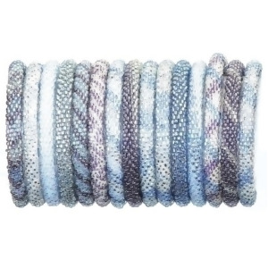 Club Pack of 15 Assorted Roll On Ice Blue Nepal Glass Bracelet 7 - All