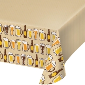 Club Pack of 6 Yellow and Brown Cheers and Beers All Over Print Plastic Table Cover 16.2 - All