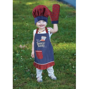 Set of 3 Ruby Red and Blue Little Miss Bossy Boots Girls Kitchen Apron 17 - All