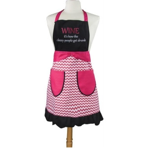 30 Black and Bold Pink Chevron Pattern Wine Classy People Word Apron - All